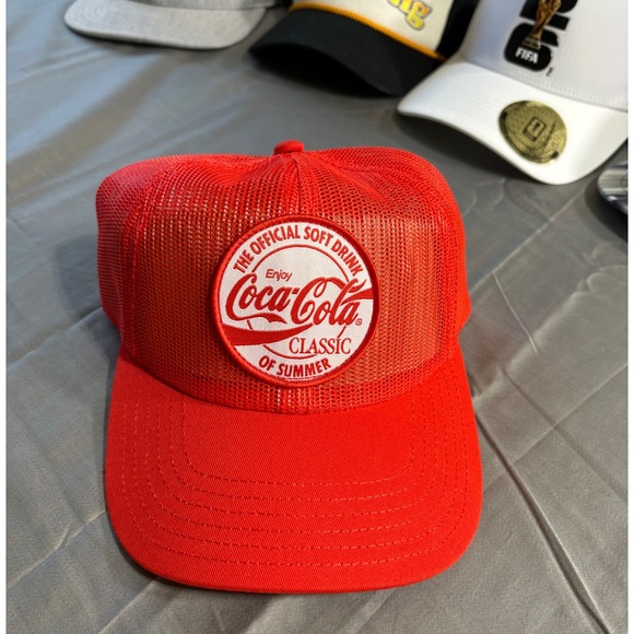 Coca-Cola Classic Official Soft Drink Summer Red Trucker Hat Mesh Snapback NEW